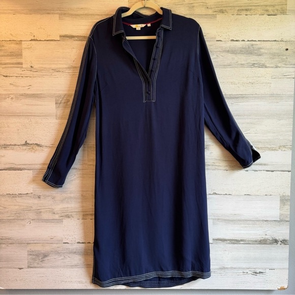 Boden Dresses & Skirts - Boden Minimalist Lightweight Long Sleeve Straight Shirt Style Dress Navy Medium